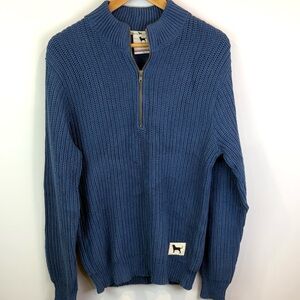 NWT The Black Dog 100% cotton blue shaker stitch 1/4 zip size S